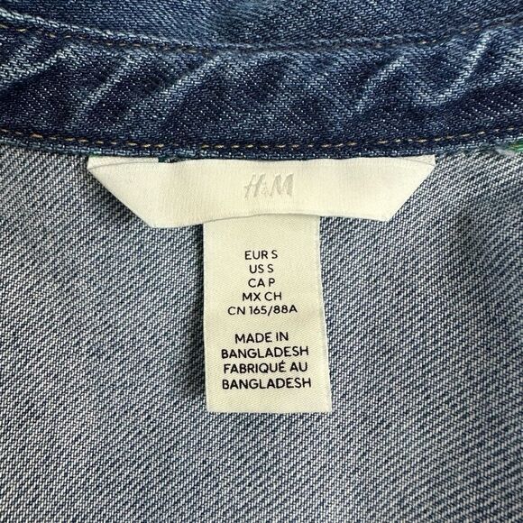 H&M Denim Pearl Snap Shirt Jacket, Small - Picture 7 of 11